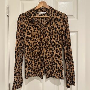 Reformation Leopard Print Button Down Shirt